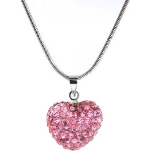 Fako Bijoux® - Ketting - Disco Dots - Hart - Roze