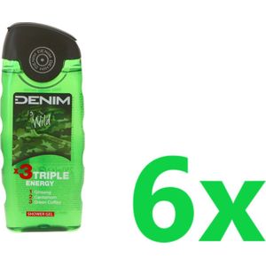 Denim Wild Douchegel voor mannen - 6 x 250 ml voordeelverpakking