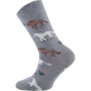Kindersokken Grijs met Paarden - 23/26