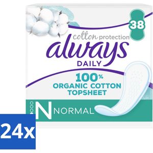 24 x Always - Inlegkruisjes - Normal - Cotton Protection - 38 Inlegkruisjes - Inlegkruisjes - Always - Biologisch Katoen - Intiem - Bescherming