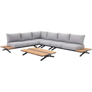 Bella Donna platform hoek loungeset 5 delig aluminium antraciet teak