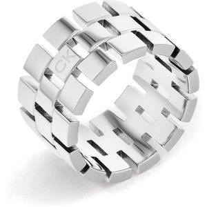 Calvin Klein CJ35000324B Dames Ring - Sieraad - Staal - Zilver - 12 mm breed