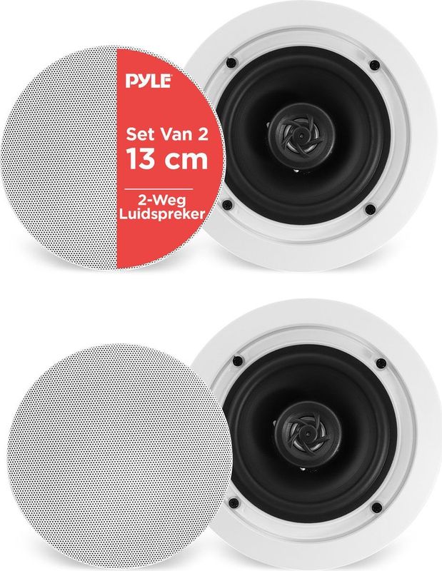 Pyle Luidsprekers - Plafondluidsprekers- Wandluidsprekers- Plafondspeakers- Inbouwluidsprekers voor Thuis - 2-Weg Speakers voor Plafond- 150 Watt - Wit