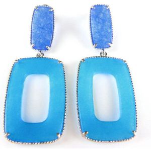 Zilveren oorbellen oorringen Model Crush met blauwe stenen