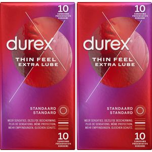 Durex - Condooms - Thin Feel - Extra Lube - 2x 10 stuks