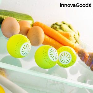 InnovaGoods - Koelkast Versheidsballen - Koelkast Accessoire - Actief koolstofinterieur - Elimineert onaangename Geurtjes - 3 Stuk