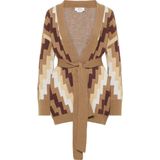 usha - FESTIVAL - Gebreid Vest - Beige - Kastanjebruin - Lichtbruin - Wit