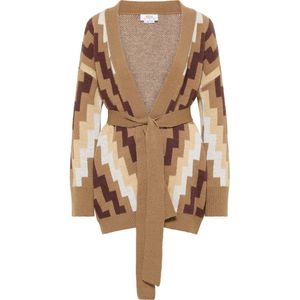 usha - FESTIVAL - Gebreid Vest - Beige - Kastanjebruin - Lichtbruin - Wit