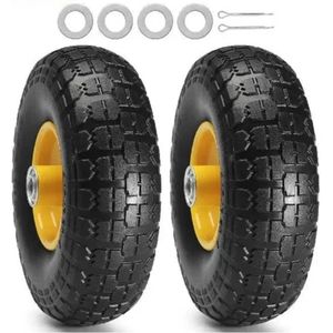Kruiwagenwiel - 2-Pack - 10 inch banden - Duurzame Tubeless Wielen - Karren en Trailers - 180KG