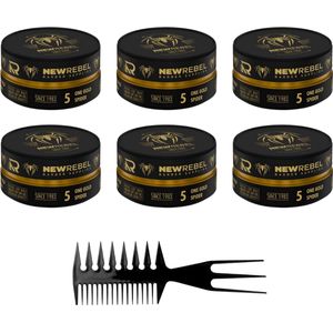 NEW REBEL One Gold Spider Hair Wax – 6x150ml + Styling Kam – Sterke Hold & Makkelijk Uitwasbaar - Haar Wax Mannen - 6 Stuks 900ML