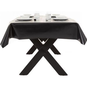 Buiten tafelkleed/tafelzeil zwart 140 x 250 cm rechthoekig - Tuintafelkleed tafeldecoratie zwart - Unikleur tafelkleden/tafelzeilen zwart