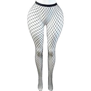 BamBella ® - Panty -Onesize - gaas gaten maillot dunne pantys Dames - Onesize - lingerie van kant zwart gothic