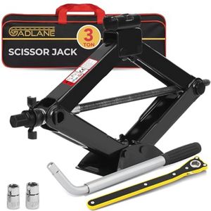 Draagbare Schaarkrikset - 3 Ton Auto Krik met Uitschuifbare Sleutel en Ratel - Ideaal voor SUV's en Sedans