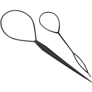 2 Pieces Haarstyling Accessoires - DIY Vlechten Haarstyling Accessoires voor Vrouwen - Meisjes Beginners Zwart