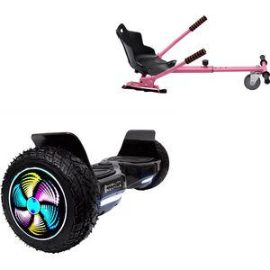 E-Mobility Rentals Hoverboard Met Hoverkart Roze - SUV Zwart - Verlengde Afstand - 8.5'' Wielen - Oxboard - 15kmh - Bluetooth Speakers - LED Verlichting - UL2272 Gecertificeerd - Anti lek banden - Cadeau voor Kinderen, Tieners en Volwassenen