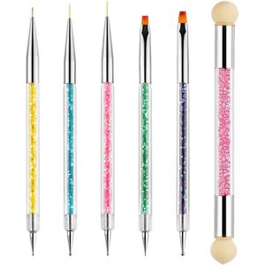 Dubbele nageldetailborstels en nail art-puntenpen set - 6 stuks