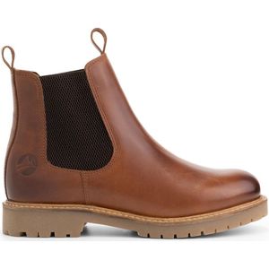 Travelin' Rosseland Dames Leren Chelseaboots - Wol gevoerd - Cognac Leer