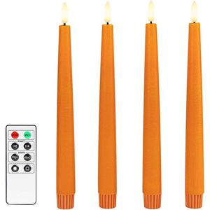 Gezellige LED-Kaarsen Taper Oranje Halloween Oogst Herfst Decoratie Afstandsbediening Batterijen Inbegrepen - Set van 4