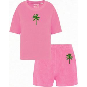 Set | Badstof | 100% Katoen | Roze | Neon Green | Velvet | Palmboom | Palmtree | Pinned by K | Maat S