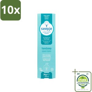 10 x Seepje - Handzeep - Natuurlijke Geur & Verzorging - Eucalyptus en Rozemarijn - Navulverpakking - 34 g - Grootverpakking - Handzeep - Navulverpakking - Eucalyptus - Rozemarijn - Natuurlijke Ingrediënten