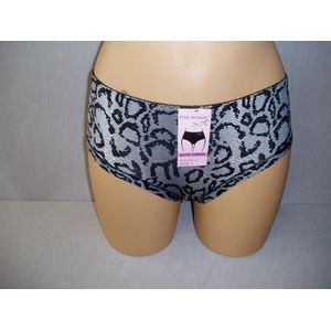 Dames slips Fine woman panterprint met achterkant kant zwart M