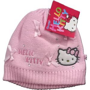 Hello Kitty muts - steentjes - roze - 50 cm