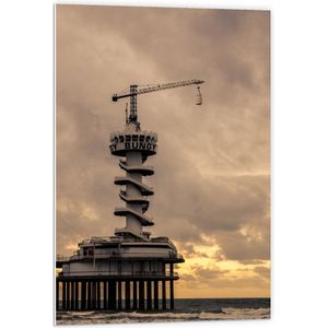 PVC Schuimplaat- Bungeejumptoren in het Water met Zonsondergang - 60x90 cm Foto op PVC Schuimplaat