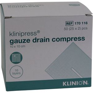 Voordeelverpakking 4 X Klinion hg drainkompres, steriel, 10 x 10cm, 25x2 stuks
