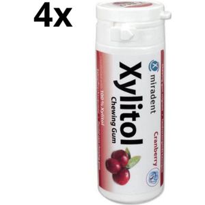 Miradent Xylitol Kauwgom | Cranberry | 4 x 30 stuks | Voordeelverpakking