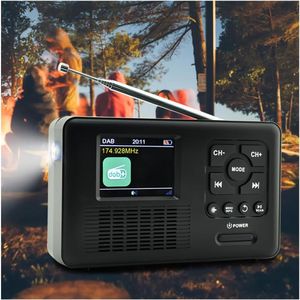 Draagbare noodradio - Handkraan Zonnesolar DAB/FM Weerradio, Bluetooth 5.0, 4 oplademethodes, LED zaklamp, geheugenskaart, MP3-speler