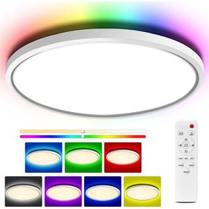 Plafondlamp 24W 3200 lumen led-plafondlamp met 7 RGB-kleuren waterdicht - helderheidsgeheugenfunctie