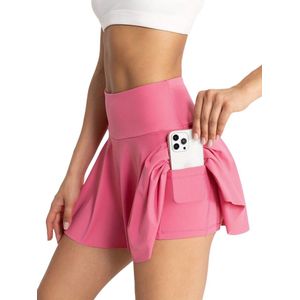 Vivva - Tennisrokje met Zak - Tennis Rok - Tennisrokjes - Sportrok - Sport Rok - Sportrokje - Roze - Maat S/M - SKORTIFY