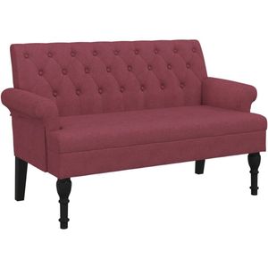 The Living Store Bankje met rugleuning 120x62x75,5 cm stof wijnrood - Fauteuil - Bankje - Lounge Stoel - Tuinbank - Buiten Meubilair