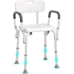 NAIZY Douchekruk Douchestoel in hoogte verstelbaar 36-51 cm - 360° draaibaar douchezitje antislip aluminium en kunststof met handgrepen voor ouderen en zwangere vrouwen