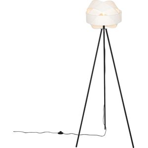 QAZQA cloth - Moderne Vloerlamps-sStaande Lamp - 1 lichts - H 155 cm - Wit - Woonkamers-sSlaapkamers-sKeuken
