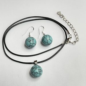 Wellness-House | Ketting en Oorbelset Turquoise Bol | Natuurstenen Ketting | Natuurstenen Oorbellen | Turquoise | Bescherming | Innerlijke Rust | Ketting En Oorbellen Set | Zen | Cadeau