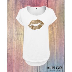 Shirt met lange rug Kiss rosé goud Wit / XL (42-44)