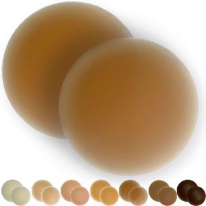 BOOBEES Nipple Covers - 12cm - Latte - Beige-dark warme Huidskleur - XL - Tepelstickers - Tepelplakkers - Swimproof - Onzichtbaar - Grote cup