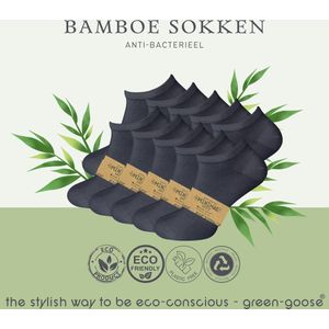 green-goose® Luxe Bamboe Sneakersokken | 10 Paar | 40 - 43 | 100% Bamboe | Duurzaam | Anti-Zweet | Heerlijk Zacht