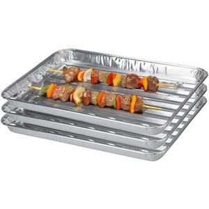 Foliebakken voor het bakken 1000ml 50 STKS Aluminiumfolie Voedsel Containers Opslag Tin Folie Trays Air Fryer