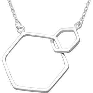 EAR IT UP - Ketting - Hexagon - Geschakeld - 925 sterling zilver - 40 tot 45 cm - 1 stuk