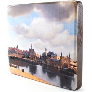 Decoratief Beeld - Meesters-op-hout. Vermeer. Gezicht Op Delft. - Hout - Lanzfeld - Multicolor - 19.5 X 3 Cm