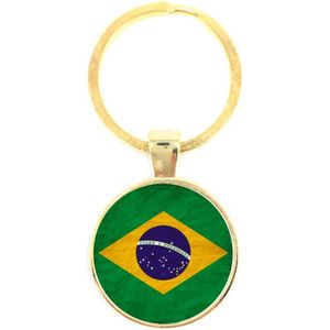 Sleutelhanger Glas - Vlag Brazilie