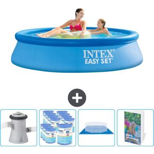 Intex Rond Opblaasbaar Easy Set Zwembad - 244 x 61 cm - Blauw - Inclusief Pomp Filters - Grondzeil - Zwembadgids