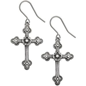 Alchemy - Gothic Devotion Crosses (Pair) Oorbellen - Zilverkleurig