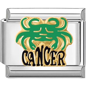 Quiges - Schakel - Bedel - 9mm - charms - Horoscoop Kreeft - Geschikt voor - Nomination- armband - Schakelarmband - italy bedels armband