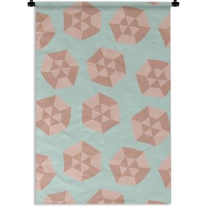 Wandkleed - Wanddoek - Zomer - Parasols - Abstract - 60x90 cm - Wandtapijt