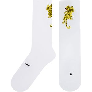 Jimmy Lion Performance Leopard White Unisex Sokken - Wit - 36-40
