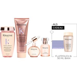 Kérastase Gloss Absolu Anti-frizz Routine + 2 Cadeau's - Shampoo 250ml, Conditioner 250 ml, Hair Mist Haarparfum 30ml & Glaze Drops Haarolie 45ml + Flatpouch & Shampoo 30ml Cadeau - Voor Lang Haar Gevoelig Voor Pluis