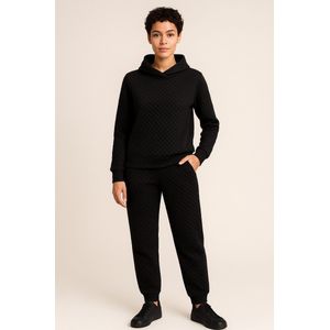 Zwart dames huispak- comfortabele hoodie- joggingbroek set- loungewear- trainingspak- La Booty- maat L